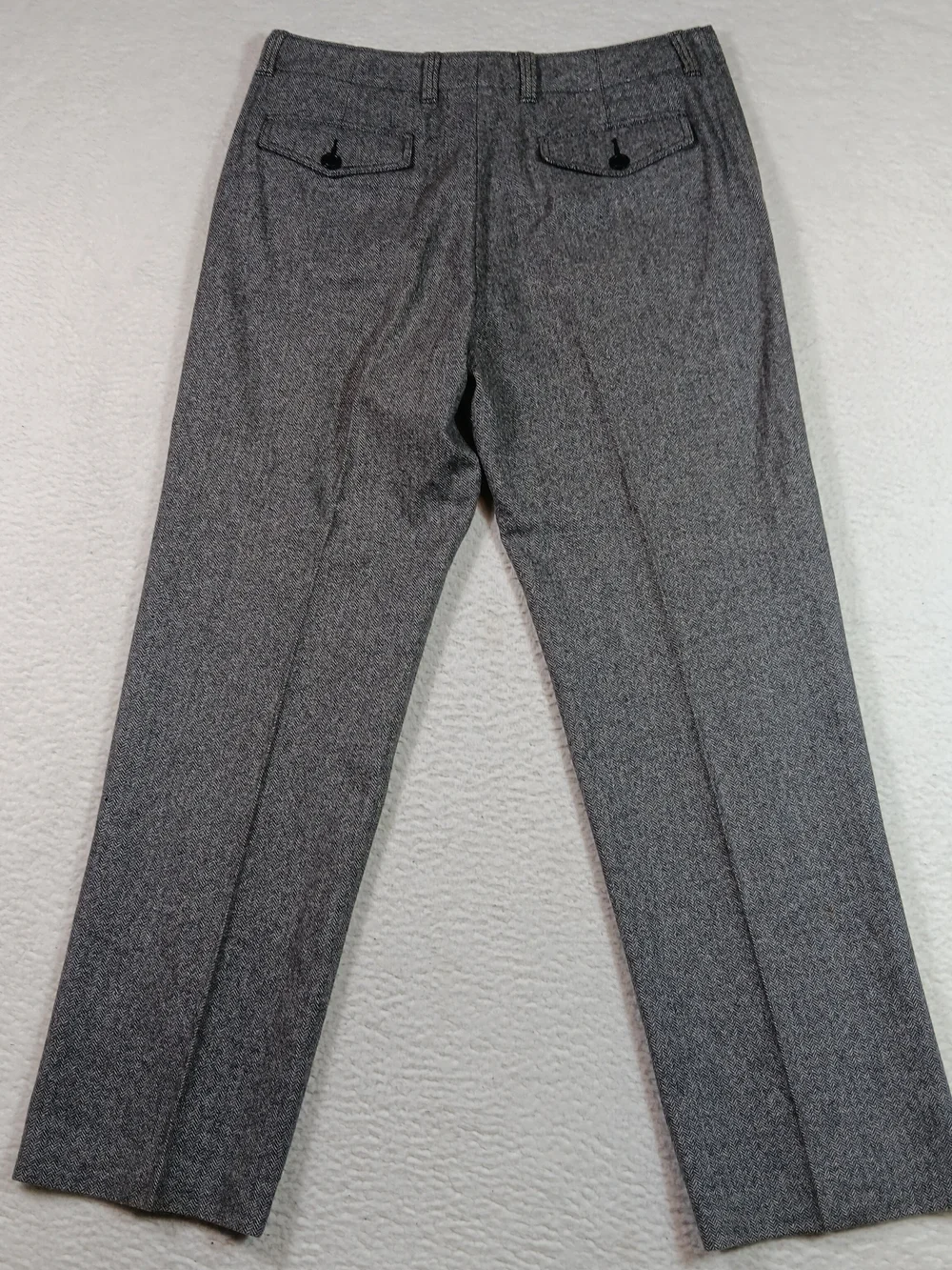 Vintage J Crew Pants Mens 36x34 Gray Wool Herringbone Pleated Pants Office